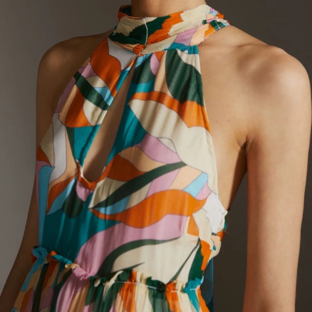 Anthropologie Maeve keyhole halter maxi dress - Picture 5 of 11